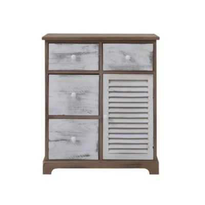 Meuble de Rangement Commode Gris Blanc 4 Tiroirs 1 Porte 70x60x30