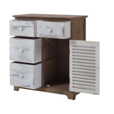 Meuble de Rangement Commode Gris Blanc 4 Tiroirs 1 Porte 70x60x30