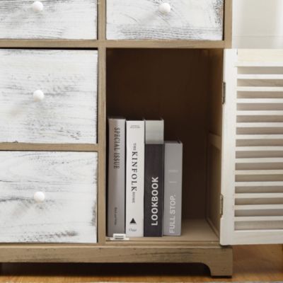 Meuble de Rangement Commode Gris Blanc 4 Tiroirs 1 Porte 70x60x30