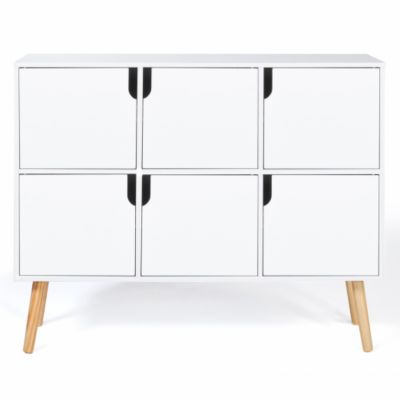 Meuble de rangement cube enfant EMMIE avec 6 cases en bois blanc