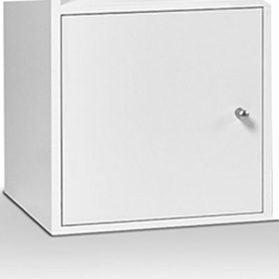 Meuble de rangement cube RUDY 9 cases bois blanc avec 3 portes fond gris