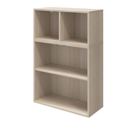 Meuble de rangement effet chêne portes battantes blanches GoodHome Atomia H. 112,5 x L. 75 x P. 37 cm