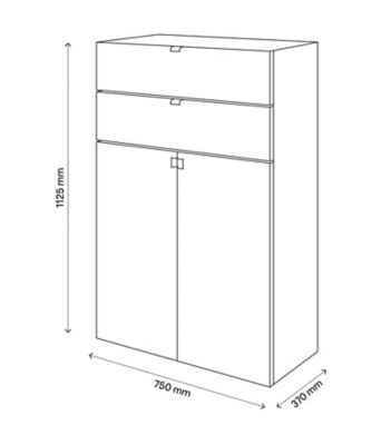 Meuble de rangement effet chêne portes battantes et tiroir blancs GoodHome Atomia H. 112,5 x L. 75 x P. 37 cm
