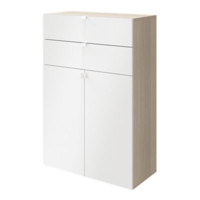 Meuble de rangement effet chêne portes battantes et tiroir blancs GoodHome Atomia H. 112,5 x L. 75 x P. 37 cm