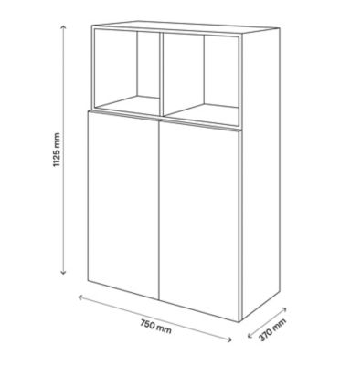 Meuble de rangement effet chêne portes battantes vitrées GoodHome Atomia H. 112,5 x L. 75 x P. 37 cm