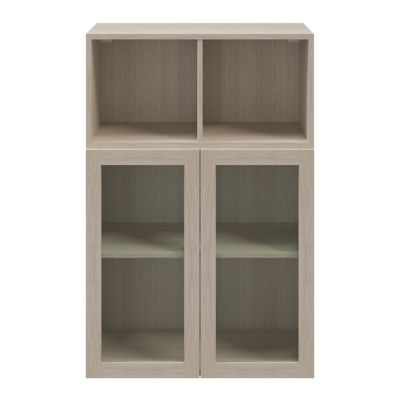 Meuble de rangement effet chêne portes battantes vitrées GoodHome Atomia H. 112,5 x L. 75 x P. 37 cm