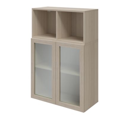 Meuble de rangement effet chêne portes battantes vitrées GoodHome Atomia H. 112,5 x L. 75 x P. 37 cm