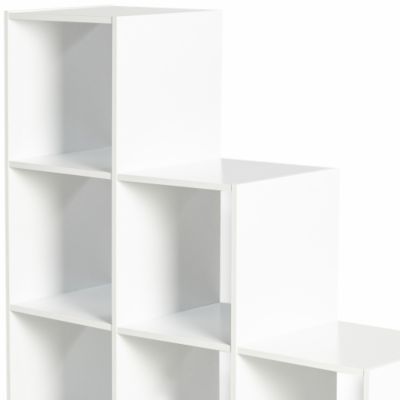 Meuble de rangement en escalier LIAM 4 niveaux bois blanc + fond blanc