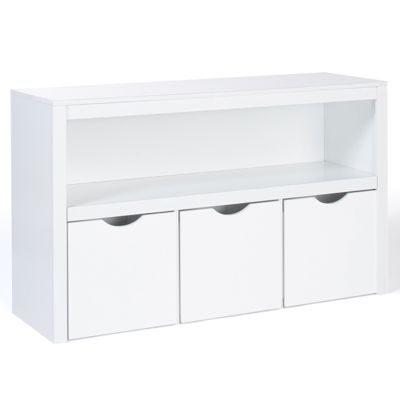 Meuble de rangement enfant MANA en bois blanc 3 tiroirs cubes sur roulettes