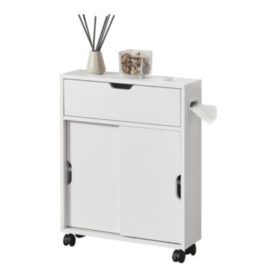 Meuble de rangement Kempele pour salle de bain portes coulissantes blanc en.casa