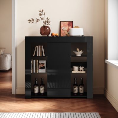 Meuble de rangement Noir Sirhona 900 x 830 x 350mm Buffet moderne 900mm LED avec 1 porte
