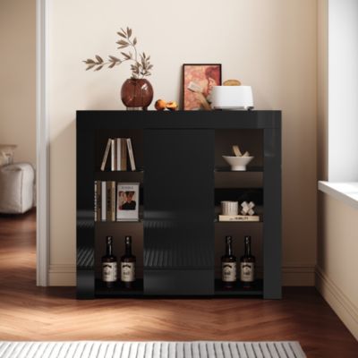 Meuble de rangement Noir Sirhona 900 x 830 x 350mm Buffet moderne 900mm LED avec 1 porte