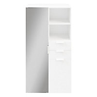 Meuble de rangement porte miroir et tiroirs blancs GoodHome Atomia H. 187,5 x L. 100 x P. 47 cm
