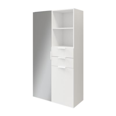Meuble de rangement porte miroir et tiroirs blancs GoodHome Atomia H. 187,5 x L. 100 x P. 47 cm