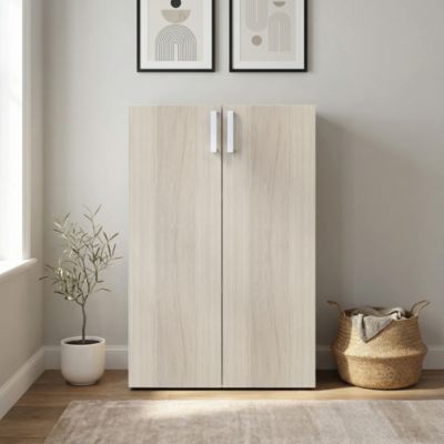 Meuble de rangement portes battantes effet chêne GoodHome Atomia H. 112,5 x L. 75 x P. 37 cm