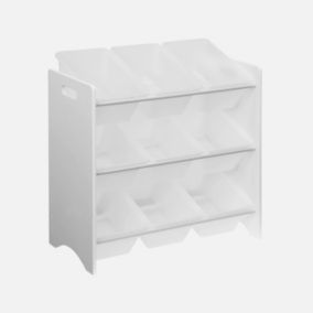 Meuble de rangement pour enfant avec 9 casiers. blanc - Tobias - MDF décor bois naturel. 64x29.5x60cm