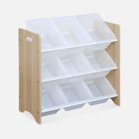 Meuble de rangement pour enfant avec 9 casiers - Tobias - MDF décor bois naturel. 64x29.5x60cm