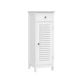 Meuble de rangement pour salle de bain un tiroir et une porte battante coloris blanc collection CLEAN