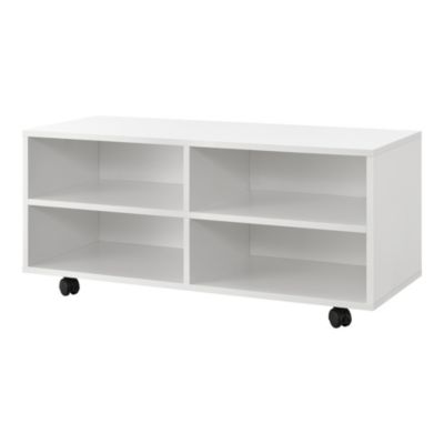 Meuble de rangement à roulettes Barkarö 90 x 35 x 41 cm blanc brillant en.casa