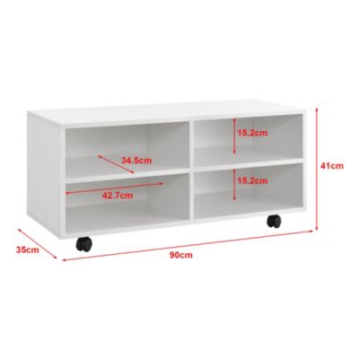 Meuble de rangement à roulettes Barkarö 90 x 35 x 41 cm blanc brillant en.casa