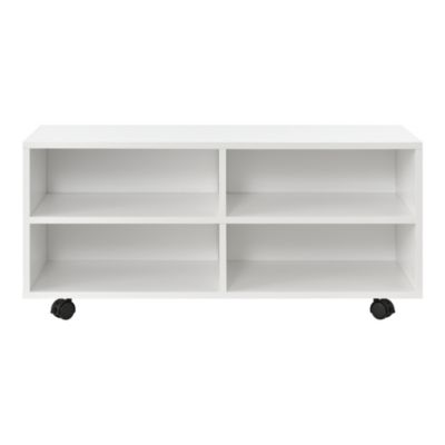 Meuble de rangement à roulettes Barkarö 90 x 35 x 41 cm blanc brillant en.casa