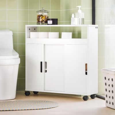 Meuble de Rangement Salle de Bain Armoire WC pour Papier Toilette, BZR02-W, SoBuy