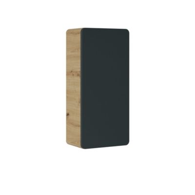 Meuble de rangement salle de bain ERBANO  1 porte  35x75 cm  Chene clair et gris anthracite