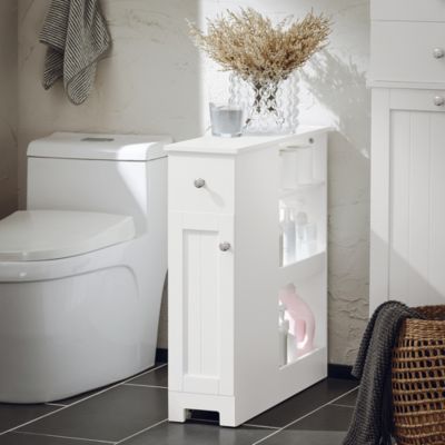 Meuble de Rangement Salle de Bain étroit sur Roulettes, BZR106-W, SoBuy