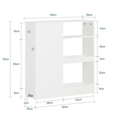 Meuble de Rangement Salle de Bain étroit sur Roulettes, BZR106-W, SoBuy
