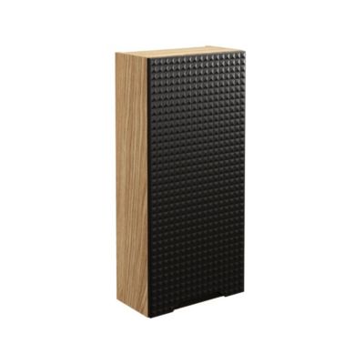 Meuble de rangement salle de bain VELNIA  1 porte  35 cm  Coloris chene clair et noir  Meuble suspendu