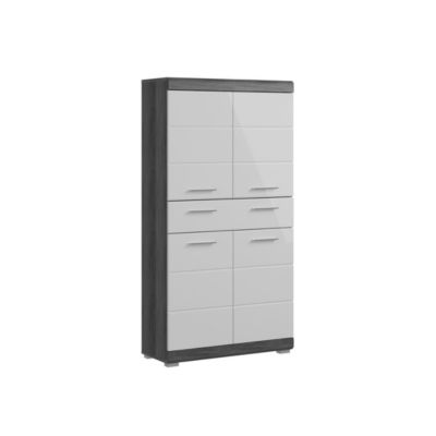 Meuble de rangement SCOTT  4 portes et 1 tiroir  Gris foncé et blanc  74x141x31 cm