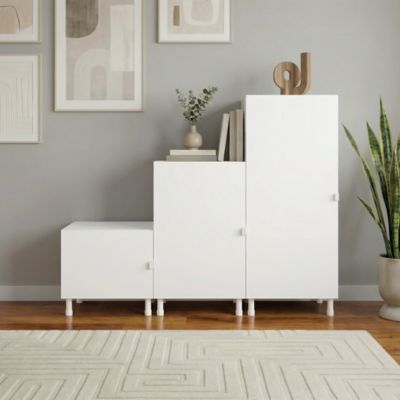Meuble de rangement sous escalier blanc avec portes battantes GoodHome Atomia H. 122,5 x L. 150 x P. 47 cm