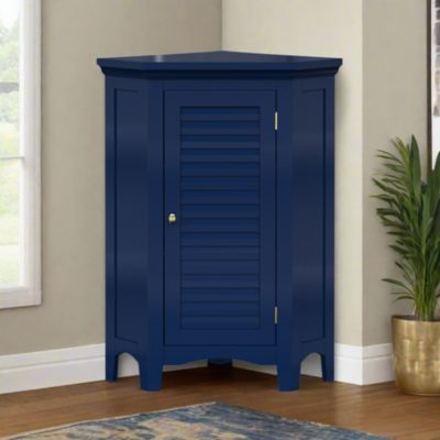Meuble de rangement sur pied effet bois bleu porte persienne