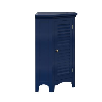 Meuble de rangement sur pied effet bois bleu porte persienne