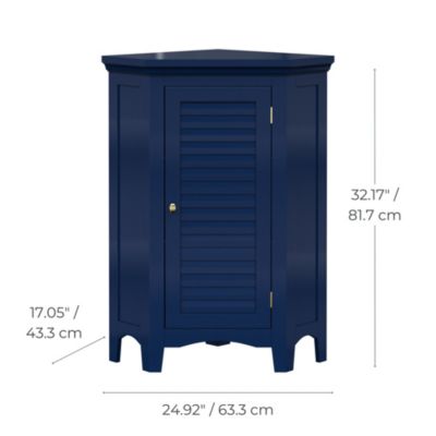 Meuble de rangement sur pied effet bois bleu porte persienne