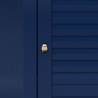 Meuble de rangement sur pied effet bois bleu porte persienne