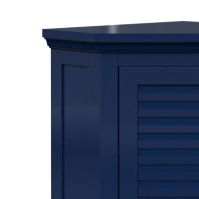 Meuble de rangement sur pied effet bois bleu porte persienne