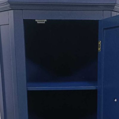 Meuble de rangement sur pied effet bois bleu porte persienne