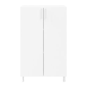 Meuble de rangement sur pieds portes battantes blanc GoodHome Atomia H. 123,5 x L. 75 x P. 37 cm