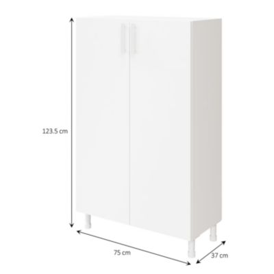 Meuble de rangement sur pieds portes battantes blanc GoodHome Atomia H. 123,5 x L. 75 x P. 37 cm