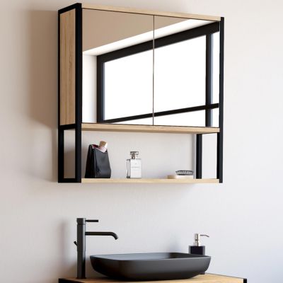 Cabinet De Miroir De Salle De Bain En Bois Vieux 60x16x60 Cm En Bois Reconstitue Cfw71619 96506012