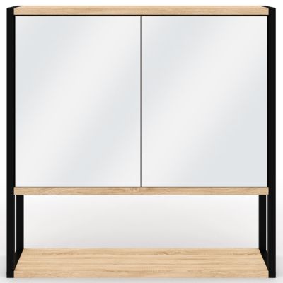 Meuble de rangement suspendu avec miroir pour salle de bain DETROIT design industriel