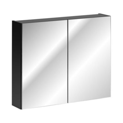 Meuble de rangement VANTA 80 cm noir  Caisson mural suspendu avec portes et miroirs