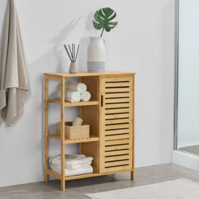Meuble de rangement Vetlanda avec étagère pour salle de bain bambou en.casa