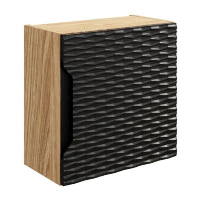 Meuble de rangement YOKA  1 porte  Chene clair et noir  L35 x P19 x H35 cm  Meuble suspendu