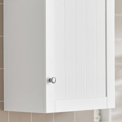 SoBuy BZR19-W Meuble Haut De Salle De Bain Suspendu – Armoire Murale Blanche 1 Porte Avec Étagère Réglable – Rangement Pratique Et Élégant