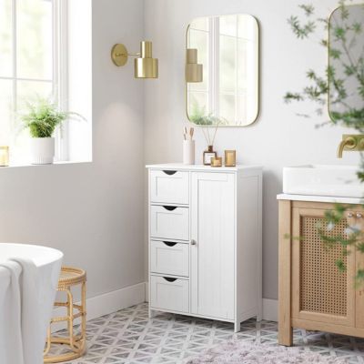 Meuble de salle de bain 1 Porte 4 Tiroirs - L55 cm
