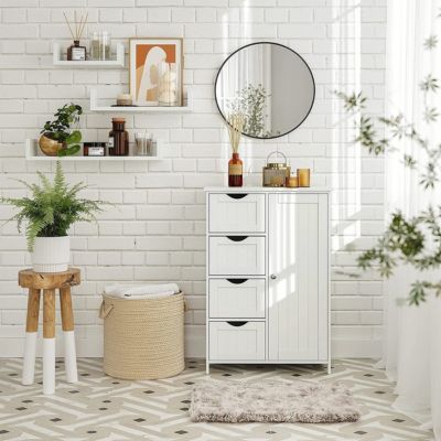 Meuble de salle de bain 1 Porte 4 Tiroirs - L55 cm
