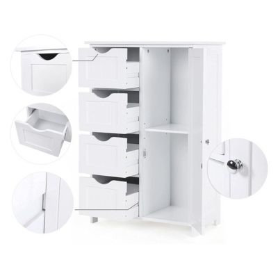 Meuble de salle de bain 1 Porte 4 Tiroirs - L55 cm
