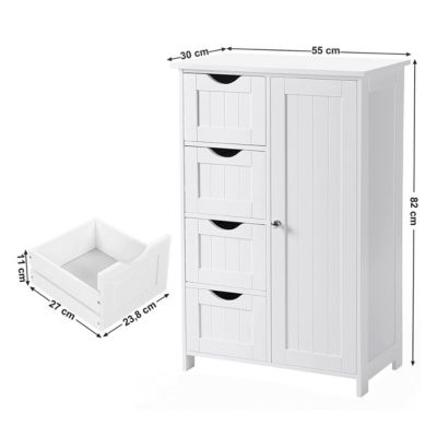 Meuble de salle de bain 1 Porte 4 Tiroirs - L55 cm